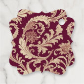Maroon und Beige Vintages Muster Geschenkanhänger (Rückseite)