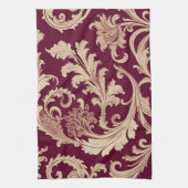 Maroon und Beige Vintages Muster Geschirrtuch (Vertikal)