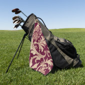 Maroon und Beige Vintages Muster Golfhandtuch (Gras)