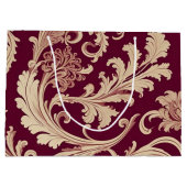 Maroon und Beige Vintages Muster Große Geschenktüte (Rückseite)