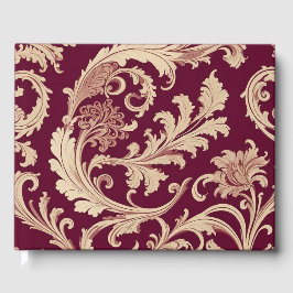 Maroon und Beige Vintages Muster Hinzufügen von In Gästebuch