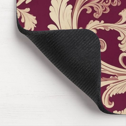 Maroon und Beige Vintages Muster Mousepad (Ecke)