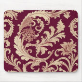 Maroon und Beige Vintages Muster Mousepad (Vorne)