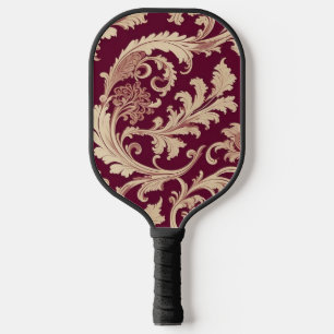 Maroon und Beige Vintages Muster Pickleball Schläger