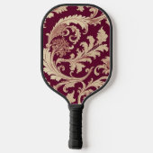 Maroon und Beige Vintages Muster Pickleball Schläger (Rückseite)