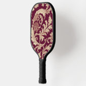 Maroon und Beige Vintages Muster Pickleball Schläger (Links)