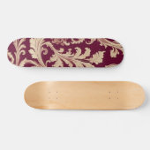Maroon und Beige Vintages Muster Skateboard (Horizontal)