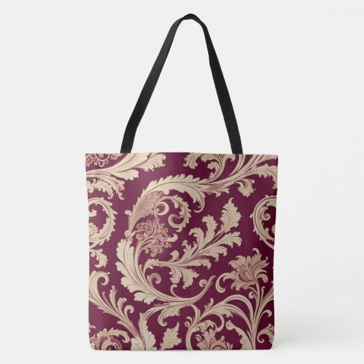 Maroon und Beige Vintages Muster Tasche (Vorderseite)