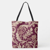 Maroon und Beige Vintages Muster Tasche (Rückseite)