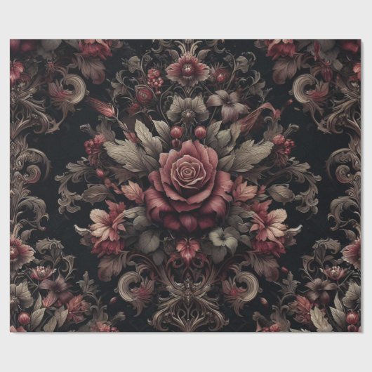 Maroon und Black Gift Wrapping Paper Geschenkpapier (Flach)