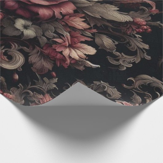 Maroon und Black Gift Wrapping Paper Geschenkpapier (Ecke)