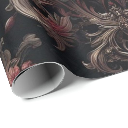 Maroon und Black Gift Wrapping Paper Geschenkpapier (Rolleneckpunkt)