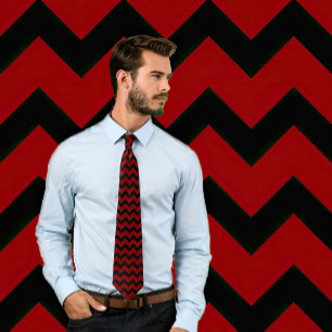 Maroon und Black Zig Zag Stripte Krawatte
