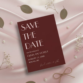 Maroon und blassrosa ästhetische Hochzeit Save The Date