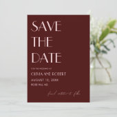 Maroon und blassrosa ästhetische Hochzeit Save The Date (Stehend Vorderseite)