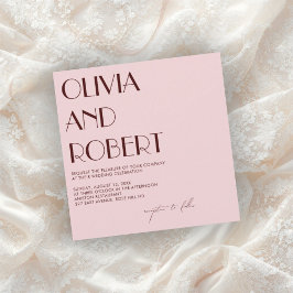 Maroon und blassrosa ästhetische Hochzeitseinladun Einladung