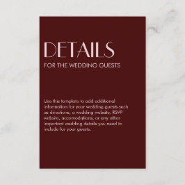 Maroon und blassrosa elegante Hochzeit Begleitkarte