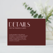 Maroon und blassrosa elegante Hochzeit Begleitkarte (Stehend Vorderseite)