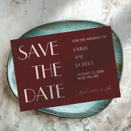 Maroon und blassrosa moderne ästhetische Hochzeit Save The Date