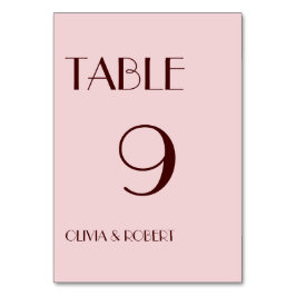 Maroon und blassrosa Moderne einfache Hochzeit Tischnummer