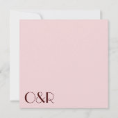 Maroon und blassrosa moderne Hochzeit danke Karte (Rückseite)