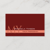 Maroon und Coral mit Monogram Beruflich Simple Visitenkarte (Vorderseite)