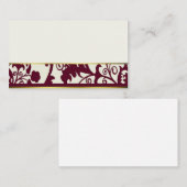Maroon und Cream Damask Platzkarten (Vorne/Hinten)