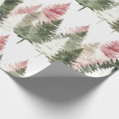 Maroon und Dark Green Pine Tree Geschenkpapier (Ecke)