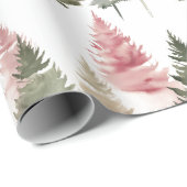 Maroon und Dark Green Pine Tree Geschenkpapier (Rolleneckpunkt)