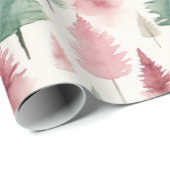 Maroon und Dark Green Pine Tree Geschenkpapier (Rolleneckpunkt)