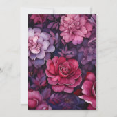 Maroon und Dark Lila Floral Hochzeit im Herbst Einladung (Rückseite)