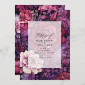 Maroon und Dark Lila Floral Hochzeit im Herbst Einladung (Vorne/Hinten)