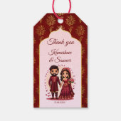 Maroon und das niedliche indische Brautpaar bevorz Geschenkanhänger (Vorderseite)