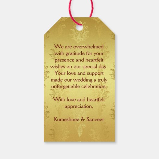 Maroon und das niedliche indische Brautpaar bevorz Geschenkanhänger (Rückseite)