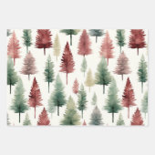 Maroon und Dunkelgrüner Wasserfarben-Kiefernbaum Geschenkpapier Set (Vorderseite 2)