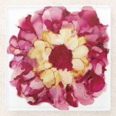 Maroon und Gelbe Blume Untersetzer (Vorderseite)