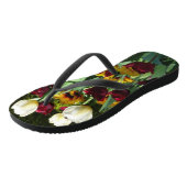 Maroon und Gelbe Tulips farbenfrohe Blumen Badesandalen (Schrägansicht)