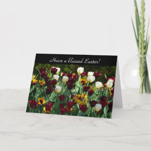 Maroon und Gelbe Tulips farbenfrohe Blumen Feiertagskarte