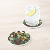 Maroon und Gelbe Tulips farbenfrohe Blumen Getränkeuntersetzer (Seite)