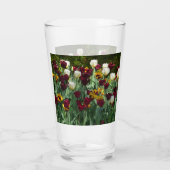 Maroon und Gelbe Tulips farbenfrohe Blumen Glas (Rückseite)
