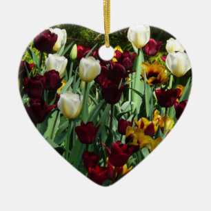 Maroon und Gelbe Tulips farbenfrohe Blumen Keramik Ornament