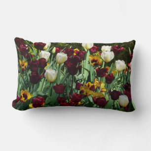 Maroon und Gelbe Tulips farbenfrohe Blumen Lendenkissen