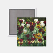 Maroon und Gelbe Tulips farbenfrohe Blumen Magnet (Vorderseite/Rückseite)