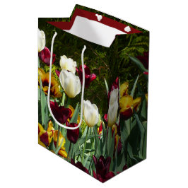 Maroon und Gelbe Tulips farbenfrohe Blumen Mittlere Geschenktüte