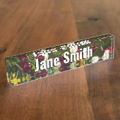 Maroon und Gelbe Tulips farbenfrohe Blumen Namensplakette (Seite)