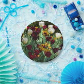 Maroon und Gelbe Tulips farbenfrohe Blumen Pappteller (Party)