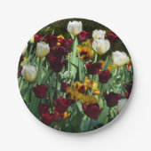 Maroon und Gelbe Tulips farbenfrohe Blumen Pappteller (Vorderseite)
