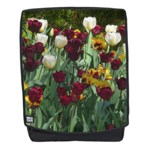 Maroon und Gelbe Tulips farbenfrohe Blumen Rucksack