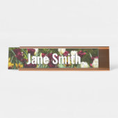 Maroon und Gelbe Tulips farbenfrohe Blumen Schreibtischnamensplakette (Vorderseite )