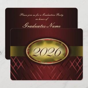 Maroon und Gold Abschlussklasse 2026 Party Einladung
